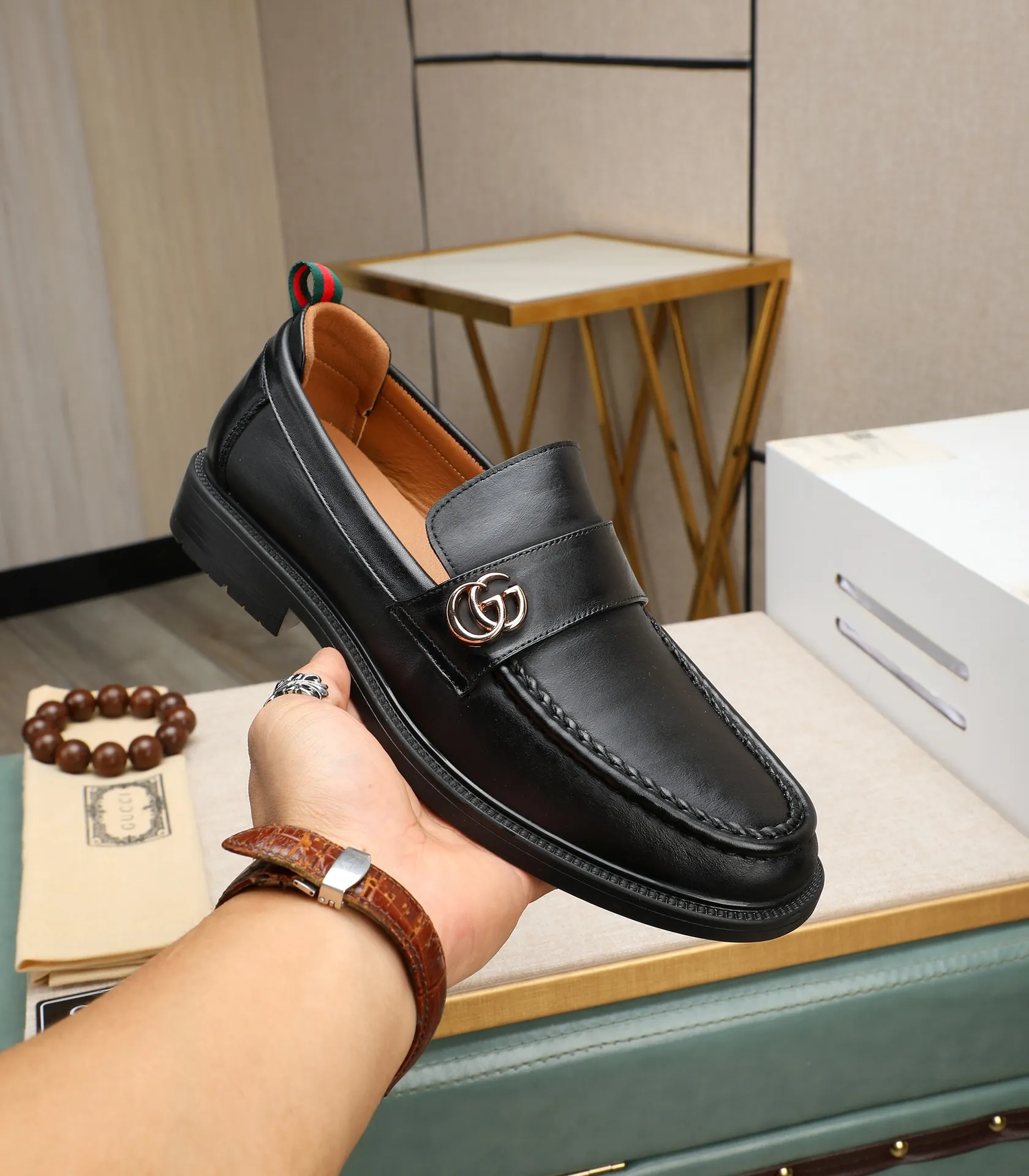 Men's men's shoes💰500📛📛Original (water-dyed cow lining) Gucci GUCCI official website formal shoes🌀 Italian🇮🇹imported cowhide➕top imported water-dyed cowhide lining💋Finely handmade original bottom, the real thing looks better when photographed in person Standard size 38-44